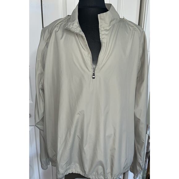 Golf Tech Quarter Zip‎ removable sleeves beige Windbreaker XXL 2 Pocket - Picture 1 of 8